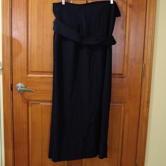 Dries Van Noten Vintage Black Belted Long Maxi Skirt Wool 42 - Picture 8 of 13